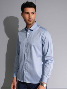 LOCOMOTIVE - Men Blue Cotton Solid Formal Shirt