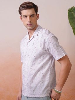 LOCOMOTIVE - Men Purple Floral Printed Collar Relaxed Fit Shirt