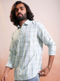 LOCOMOTIVE - Men Light Blue Checks Relaxed Fit Shirt