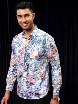 LOCOMOTIVE - Men Multi-Color Cotton Printed Party Shirt