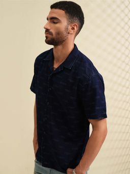 LOCOMOTIVE - Men Navy Blue Relaxed Fit Half Sleeves Shirt