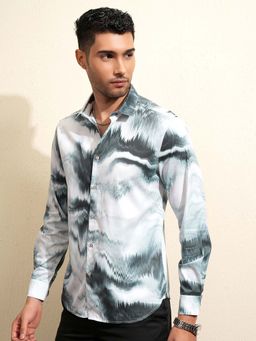 LOCOMOTIVE - Men Teal Cotton Printed Shirt