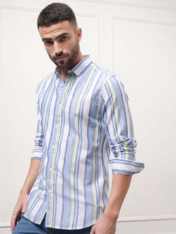 LOCOMOTIVE - Men Blue Vertical Stripes Casual Shirt