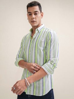 LOCOMOTIVE - Men Multi-Color Stripes Full Sleeves Shirt