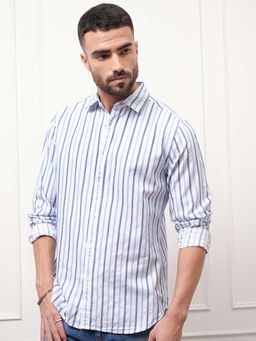 LOCOMOTIVE - Men Blue Moklino Dobby Stripes Casual Shirt