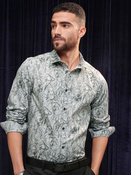 LOCOMOTIVE - Men Grey Cotton Printed Shirt