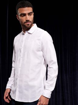 LOCOMOTIVE - Men White Stripes Formal Shirt