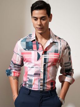 LOCOMOTIVE - Men Multi-Color Cotton Abstract Printed Shirt