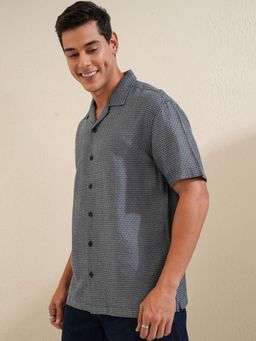 LOCOMOTIVE - Men Navy Blue Printed Collar Relaxed Fit Shirt