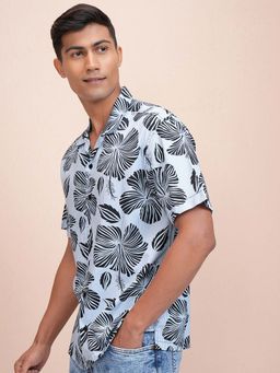 LOCOMOTIVE - Men Blue Floral Print Relaxed Fit Shirt