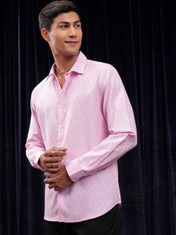 LOCOMOTIVE - Men Pink Printed Full Sleeves Party Shirt