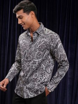 LOCOMOTIVE - Men Grey Floral Printed Party Shirt