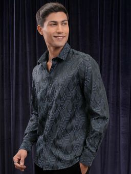 LOCOMOTIVE - Men Black and Blue Printed Shirt