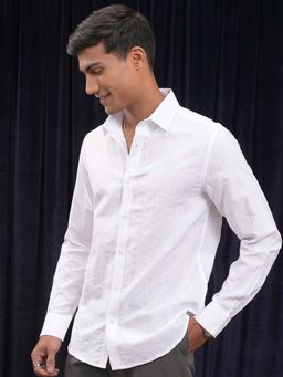 LOCOMOTIVE - Men White Dobby Stripes Shirt