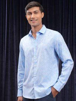 LOCOMOTIVE - Men Light Blue Floral Print Full Sleeves Shirt