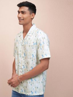 LOCOMOTIVE - Men Light Blue Printed Casual Shirt