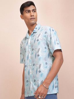 LOCOMOTIVE - Men Light Blue Printed Casual Shirt