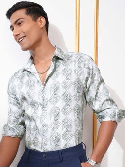 LOCOMOTIVE - Men Multi-Color Dobby Printed Slim Fit Party Shirt