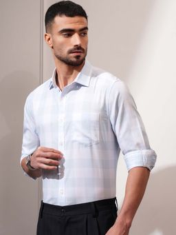 LOCOMOTIVE - Men Light Blue Checks Full Sleeves Shirt