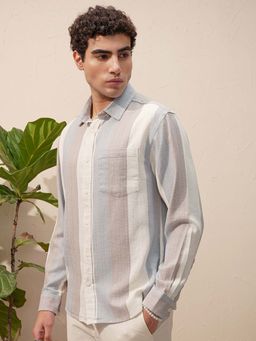 LOCOMOTIVE - Men Multi-Color Dobby Stripes Collar Shirt