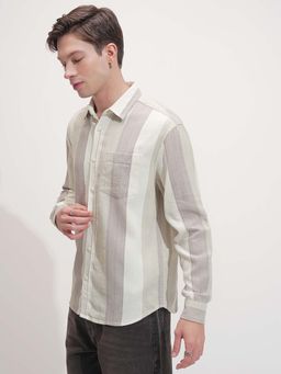 LOCOMOTIVE - Men Multi-Color Dobby Stripes Collar Shirt