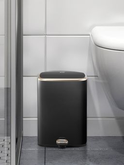 OBSESSIONS - Fingerprint Resistant Step Dustbin with Liner - 6 Litre - Black Steel