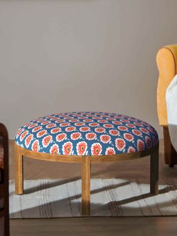 Chumbak - Bohemian Ottoman - Blue Ikkat