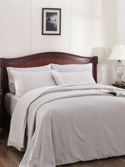 Maspar - Cotsmere 300TC Muted Dot Cotton Grey Yarn King Duvet Cover With 2 Pillow Cases