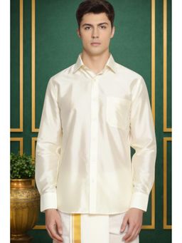 TATTVA - Mens Off White Toned Polyester Opaque Slim Shirt