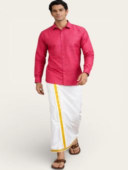 TATTVA - Mens Fuchsia Toned Polyester Opaque Slim Shirt