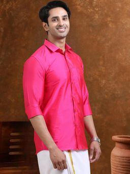 TATTVA - Men Pink Toned Art Silk Casual Shirt