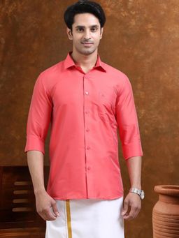 TATTVA - Men Peach Toned Art Silk Casual Shirt