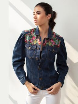 BOHO-CHIC By Sukriti Jain - Enchanted Floral Embroidered Denim Jacket