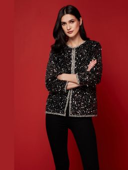 BOHO-CHIC By Sukriti Jain - New Years Eve Sequinned Tweed Trims Jacket
