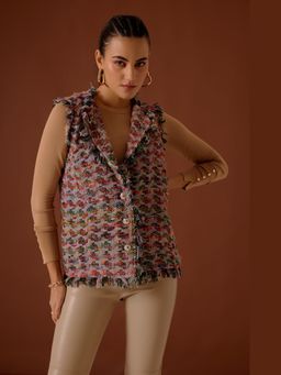 BOHO-CHIC By Sukriti Jain - Multicolour Tweed Waist Coat Jacket