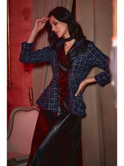 BOHO-CHIC By Sukriti Jain - Peplum Metallic Faux Leather Trimmed Jacket
