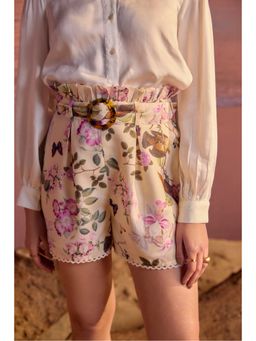 BOHO-CHIC By Sukriti Jain - Cream Dainty Spring Floral Shorts