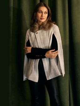 BOHO-CHIC By Sukriti Jain - Fur Trimmed Cape Jacket