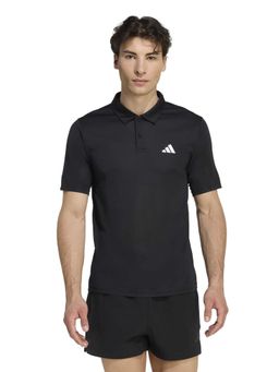 adidas - Black Solid Half Sleeves Polo T-Shirt