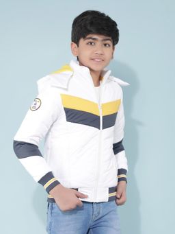 CRIMSOUNE CLUB - Boys White Color-Blocked Bomber Jacket