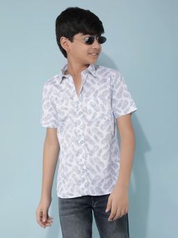 CRIMSOUNE CLUB - Boys White Cotton Printed Shirt