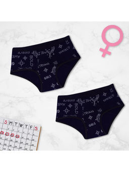 D'chica - Girls Metallic Navy Blue Reusable Leakproof Period Panties (Pack of 2)