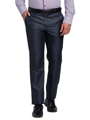 Buy Park Avenue Dark Blue Regular Fit Solid Trouser Online