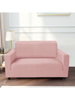 HomeTown - Essentials Quilted Strechable 2 Seater Sofa Cover in Blush Colour