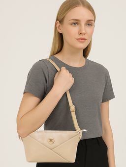 ESBEDA - Women Beige Elegant Cross-Fold Design Sling Bag