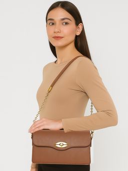 ESBEDA - Women Tan Twist Satchel Sling Bag