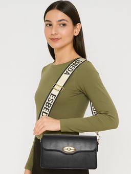 ESBEDA - Women Black Twist Satchel Sling Bag