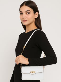ESBEDA - Women White Twist Satchel Sling Bag