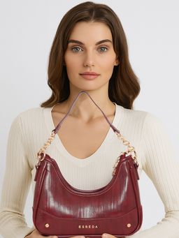ESBEDA - Women Maroon Noir Crescent Sling Bag