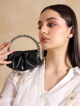 Kazo - Women Black Rhinestone Mini City Bag (S)